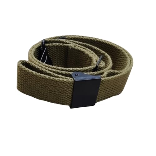 Warcraft Exports Exports M1 Garand 1903 Web Sling US GI Pattern Two Point Canvas Sling With 1- 1/4 Inch Wide Swivels - OD Green