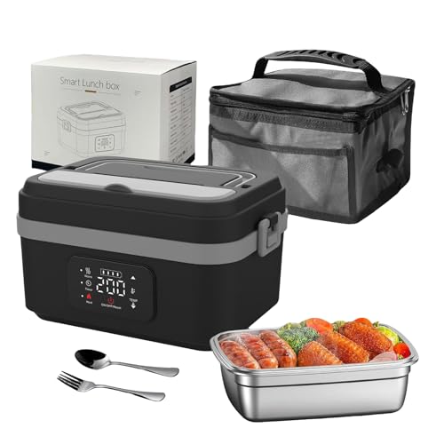  Gamelle Chauffante avec Batterie, Lunch Box Adulte de 1,3 L,Lunch box Chauffante avec Vaisselle...