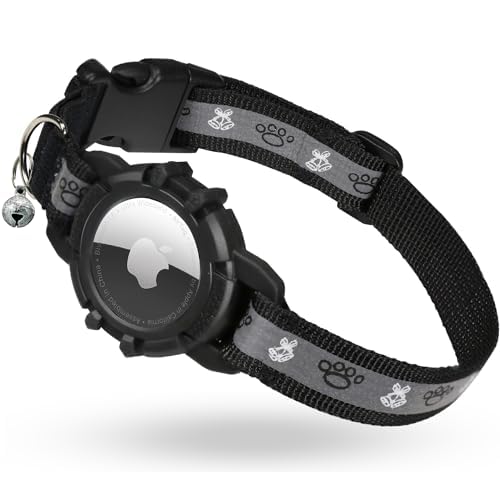Elastic AirTag Cat Collar – Secure & Stretchable Pet Collar For Apple AirTag (Black) - View #4