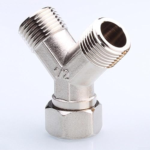 Schlauchverteiler, 1 Stück Kupfer Geschirrspüler Waschmaschine Wasserhahn Y Dual Splitter 1/2 Zoll Rohrverbinder Drei-Wege-Schlauch-Wasserhahn-Anschluss