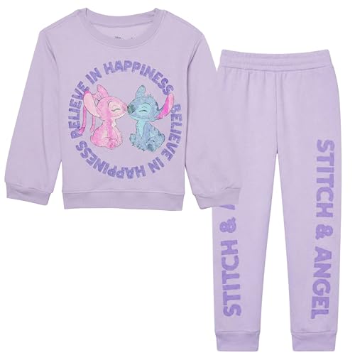 Image of Disney Girls Lilo & Stitch Clothing Set - Stitch Sweatshirt Hoodie and Jogger - 2-Piece Outfit Set - Sizes 4-16