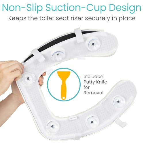 Vive Toilet Seat Riser for Seniors - Universal Fit - Raised Toilet Seat Cushion with High-Density Foam for Elongated & Standard - Firm Handle, Cushioned & Padded - Elevated Medical Handicap Lifter - Thumbnail 6