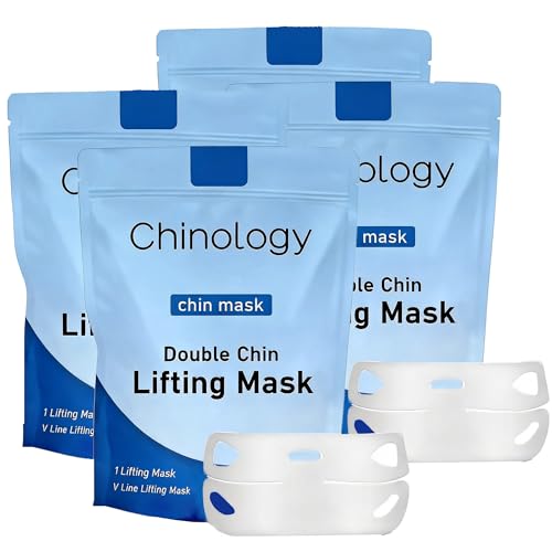 Chinology Double Chin Lifting Mask Reusable Chin & Jawline Support Mask for Face and Neck Area (4pcs)