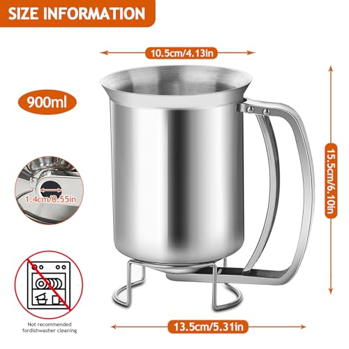 Dispenser Pastella Acciaio Inossidabile 900ml, Distributore Pasta Pancake con Maniglia Premendo, Dosatore Impasto, Imbuto Cucina per Torte, Pancake, Muffin, Waffle, Pasticceria, Dessert, Marmellate - immagine 3
