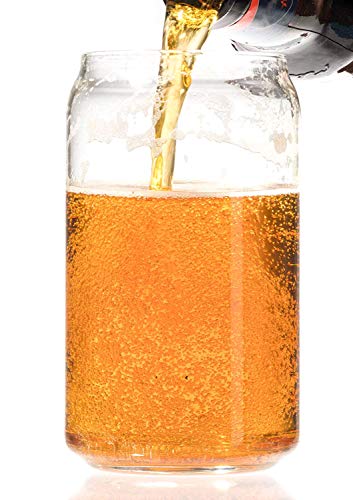 Ecodesign Drinkware Libbey Beer Glass Can Shaped 16 oz - Pint Beer Glasses 4 PACK w/coasters