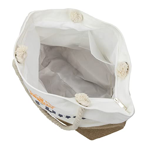 Northlight 19.25" Corona Canvas and Burlap Beach Tote Bag with Rope Handles, White4