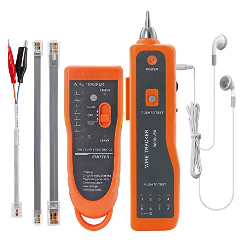 BOOGIIO Wire Tester RJ45 RJ11 Cable Tracker Line Finder Multifunction Wire Tracker Ethernet LAN Network Cat5 Cat6 with Earphone for Cable Collation, Network Maintenance Collation, Telephone Line Test by BOOGIIO - Used condition - CA$16.14