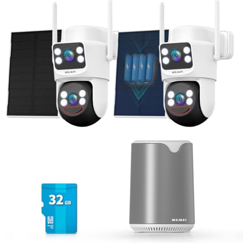 Image of 【2-Way Audio】 Security Cameras Wireless Outdoor, Solar-Powered PTZ Security Camera System, WiFi Home Video Surveillance DVR Kits