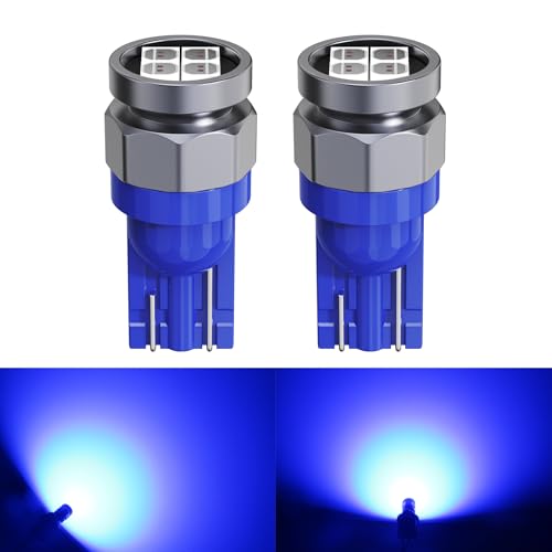 Fulanmi 194 T10 LED Blue for Car dome Lights, 168 175 2825 W5W T10 4-SMD 3030 high power chips, 550 Lumens Extreme Bright for License Plate Map Door Courtesy Trunk Parking Lights (Pair)