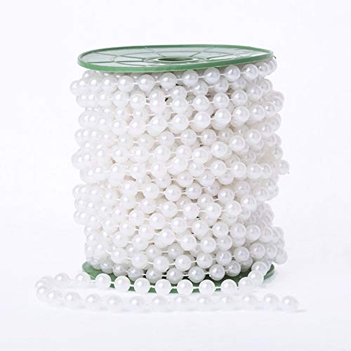 WEISIPU 6mm Pearl Bead Garland Spool Rope for Christmas Wedding DIY Decoration Supplies