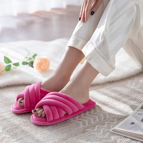 Image of GOEWY Cross Band Slippers for Women with Cozy Memory Foam Machine Washable