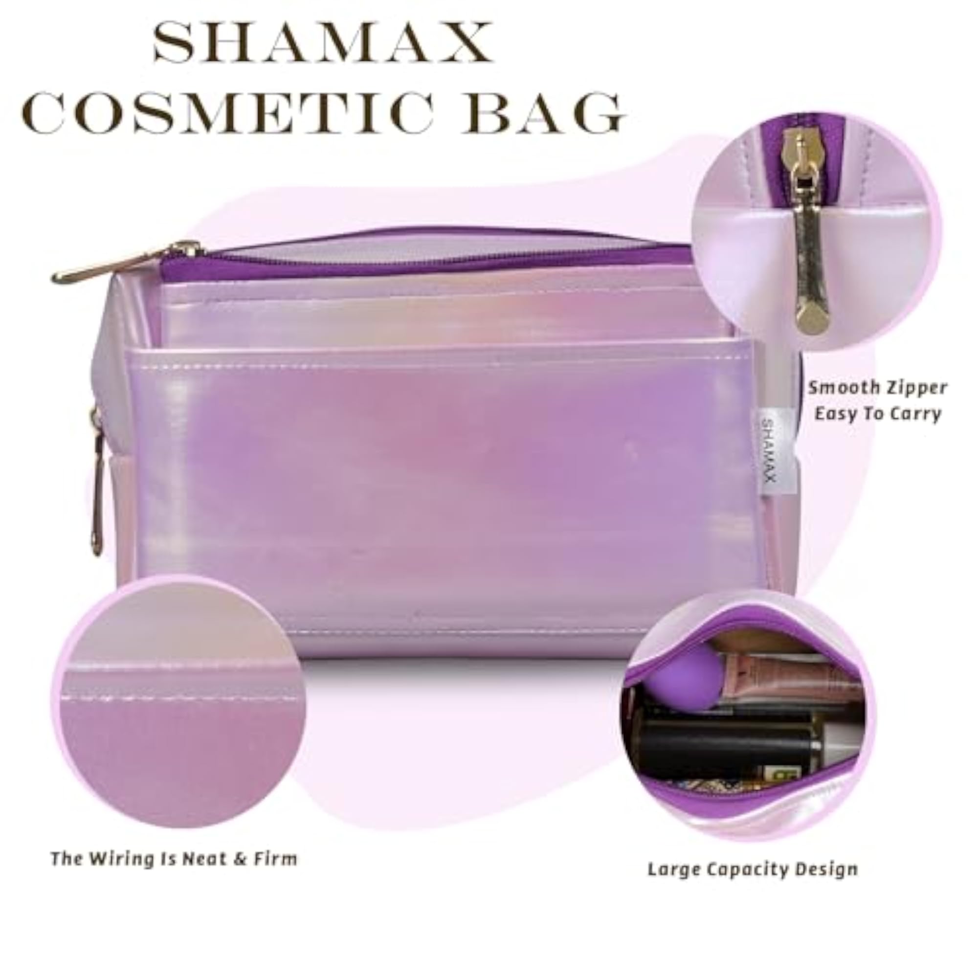 Portable Makeup Organizer Pouch with Zipper Closure