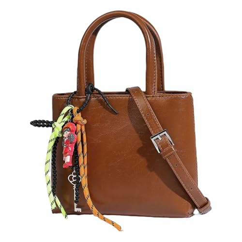 Sac à bandoulière avec poignée sur le dessus pour femme, petit sac à main marron chic 20cm