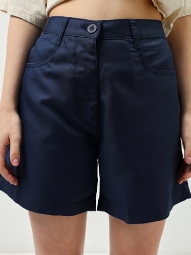 Image of Bewakoof Women's Solid Wide Leg Cotton Shorts