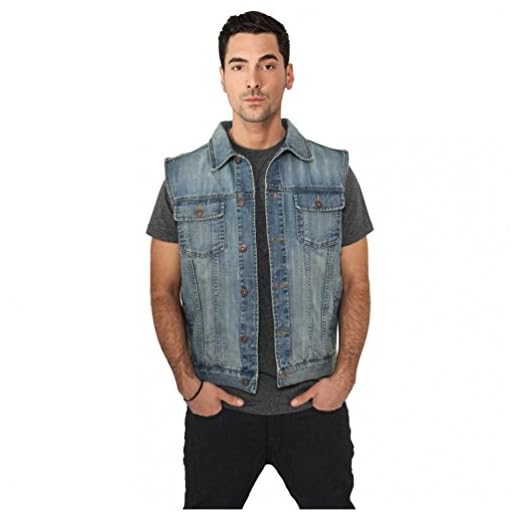 URBAN CLASSICS Chaleco de Jeans para Hombre, Regular Fit, Chaqueta Vaquera en Estilo Vintage, Denim Vest