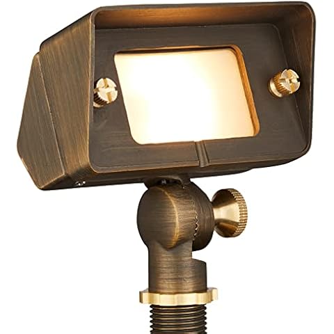 VOLT Gentle Splash Cast Brass 12V Flood Light (Bronze) with 3W 2700K Warm White G4 LED Bulb for Low Voltage Landscape Lighting of Outdoor Wall, Garden or Yard Cover