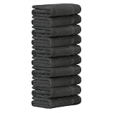 Luckytowel Duschtuch Set 70x140 cm – Oeko-TEX Badetücher aus 100% Baumwolle mit 600 g/m² – Badehandtuch groß mit Aufhängeschlaufe – flauschig & saugstark – Frottee Handtücher Set – 10er Pack Anthrazit