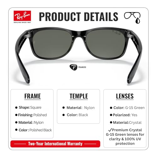 Image of Ray-Ban RB2132 NEW WAYFARER CLASSIC Square Shaped Sunglasses for Men & Women with Official RAYBAN Eyewear Kit