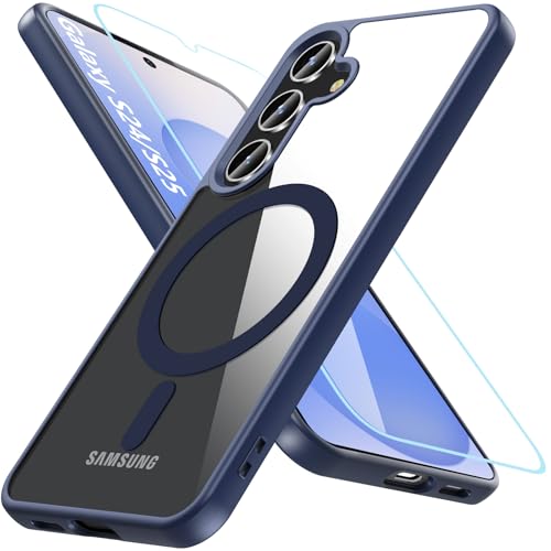 Coque Samsung S24 MagSafe BESINPO bleue antichoc avec verre trempé