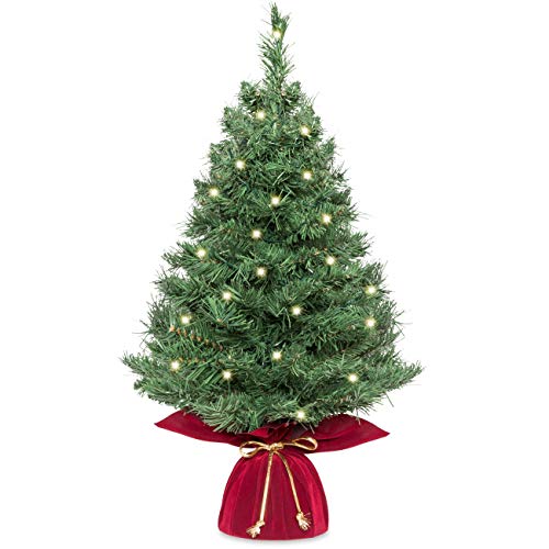 Best Choice Products 26in Multifunctional Cordless Pre-Lit Tabletop Artificial Fir Christmas Tree w/ 35 Warm White and Multicolor LED Lights, 5 Light Functions, Timer, Battery Box, Green Best Choice Products 26in Multifunctional Cordless Pre-Lit Tabletop Artificial Fir Christmas Tree w/ 35 Warm White and Multicolor LED Lights, 5 Light Functions, Timer, Battery Box, Green