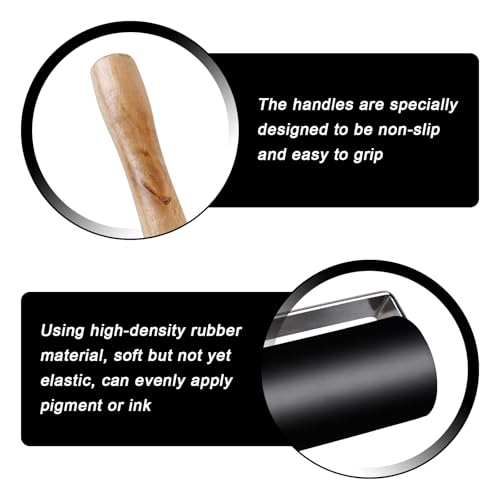 Sporgo 4 Stück Gummiwalzen: 3 Größen Gummirolle, Farbroller Linoldruck, Farbwalze Malerwalze, Gummi Walzen für Tintenfarbblock, Drucken, Stempeln, Tapeten Kunsthandwerk (3,5cm/6cm/10cm)