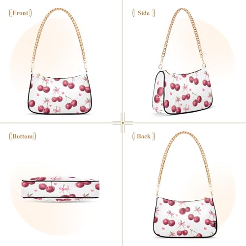 Clutch Shoulder Bags Tote Evening Purse Handbags for Women Bow Cherry Hobo Bags with Zipper Closure2