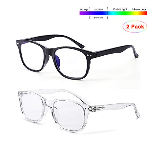 FONHCOO Blue Light Blocking Glasses Women/Men, Computer Glasses 2 Pack, Gaming Glasses