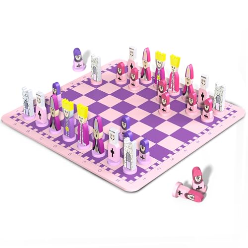 Set de ajedrez infantil JORMONY tablero rosa 11.8" miniatura 1