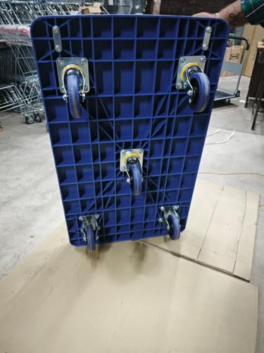 Image of Bonkaso 600Kg Portable Folding Platform Trolley | Heavy Duty ABS Material Handling Cart with 5 Wheels | Foldable Hand Truck for Warehouse, Office & Home Use (104x63x88) Blue