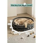 Cat Scratcher Bed, Oval Cardboard Cat Scratcher for Indoor Cats, High-Density Ergonomic Curved Cat Scratch Pad with Bell Ball Toy for Sleeping, Scratching & Mental Enrichment (Dark Gray, M) - Image 2