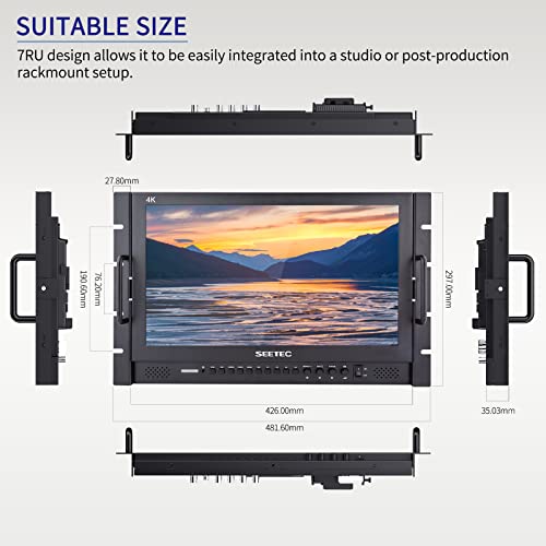 Image of P173-9HSD-RM 17.3 inch 7RU Rack Mount Broadcast LCD Director Monitor with 3G SDI HDMI YPbPr Input and Output Full HD 1920x1080