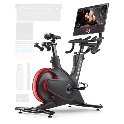 Sportstech - sBike Bicicleta Estatica, Interior Bicicleta Spinning, Bici Estatica con Pantalla Táctil de 21,5", Bicicleta Estática con Tecnología LED Para Entrenamientos de Cuerpo Entero