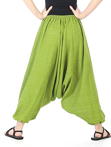 Image of Whitewhale Mens Women Cotton Stripe Aladdin Loose Baggy Boho Hippie Harem Pants