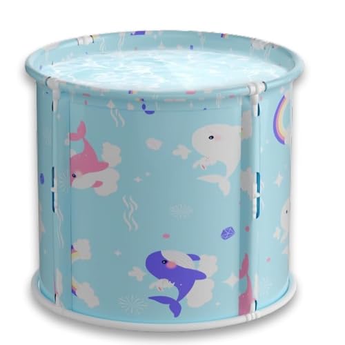 Image of Adult Folding Bathtub Portable Soaking Tub, Collapsible Family SPA Barrel, Maintaining Hot & Cold Temperature With Drainage Hole & Thicken Layer for Home Hot Water & Ice Bath (Ocian Bath)