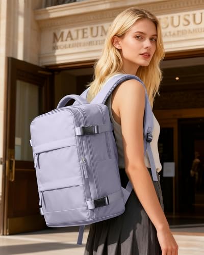 Image of coofay Large Carry On Backpack Flight Approved Personal Item Travel Backpack For Women Airline Approved Waterproof Sports Luggage Backpack Casual Daypack Small Hiking Backpack Purple Backpack