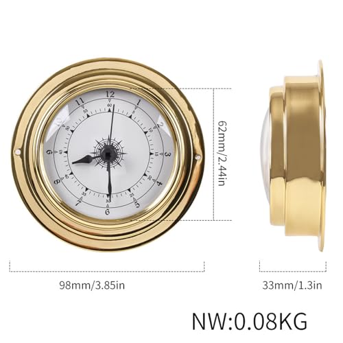 Yhjlzna 4Pcs Weather Station Set,High Precision Barometer Clock Meter Thermometer Hygrometer Kit,Brass Case 98Mm Boat Accessory,No Battery Needed,For Hotels thumb #1