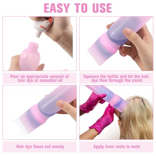 PAEFIU 2 Stücke Haaröl Applikator, Hair Oil Applicator Bottle und Kopfhaut Massagebürste, Wurzelkamm mit Abgestufter Skala Haarfärbebürste Applikator Flasche Haare für Hair Oiling Haar Colorationen