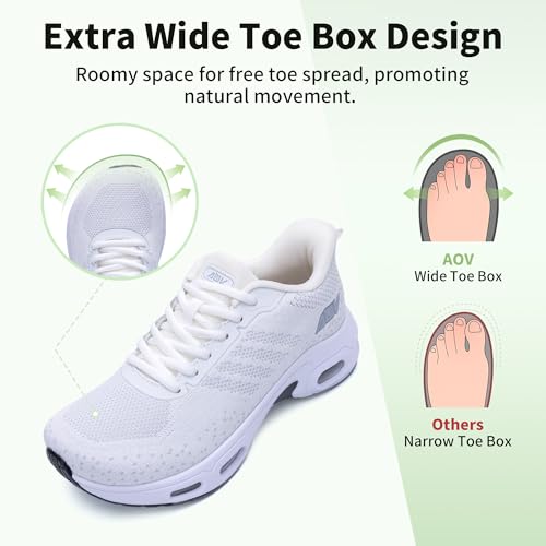 Image of AOV Women Arch Support Walking Shoes Orthotic Tennis Sneakers for Plantar Fasciitis Athletic Running Shoes