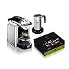 Macchina da caffè automatica Nespresso Professional Zenius con Aeroccino4 (montalatte) e 100 capsule di caffè, ideale per piccoli uffici – Argento