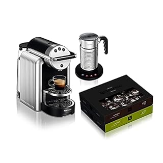 Macchina da caffè automatica Nespresso Professional Zenius con Aeroccino4 (montalatte) e 100 capsule di caffè, ideale per piccoli uffici – Argento