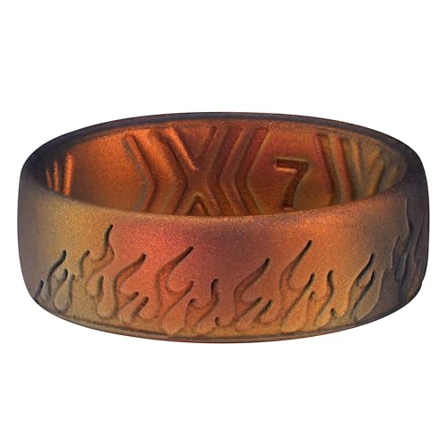 King Will Flame Silicone Ring for Men and Women, 1.8mm Ultra Thick 6.6mm Width, Dome Metallic Style Comfort Fit - Breathable Durable Flexible Wedding Band2