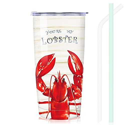 NymphFable 20oz Langosta Taza Termo Cafe Para Llevar Taza Termica Acero Inoxidable Taza Personalizada