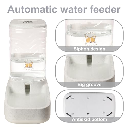 Automatic Cat Feeder, Gravity Food and Water Dispenser Bowl Set for Small Medium Dogs Animals, Pet Feeder Dispenser Storage Food, 3.8L Large Capacity, White & Gray - Image 5
