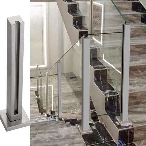 AYCDL Silberner Aluminium-Glasgeländerpfosten, Mittel-/End-/Eckpfosten Für Treppen, Terrassen Und Gärten (145 Cm/57 Zoll) (125 Cm/49,2 Zoll),125cm/49.2inch