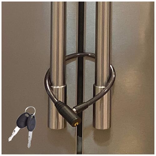 Urban August Child-Proof Refrigerator Lock for Kids & Adults - Lock for French Door Fridge and Cabinet (Regular, Black - 1 Pack)