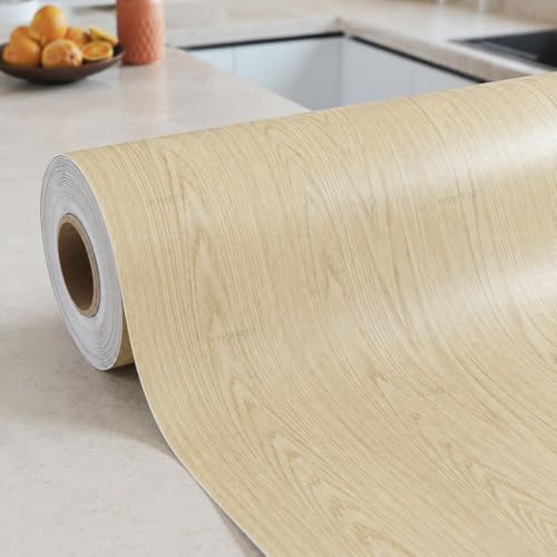 Image of HOME13 Wood Contact Paper Peel and Stick Wood Grain Wallpaper for Countertops Self-Adhesive Removable Waterproof Brown Vinyl Wall Paper for Furniture Kitchen (24x168 Inch)