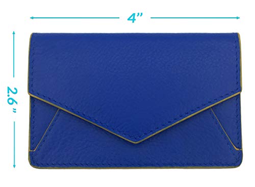 Genuine Leather Cobalt Blue/Yellow Personalized RFID Card Holder4
