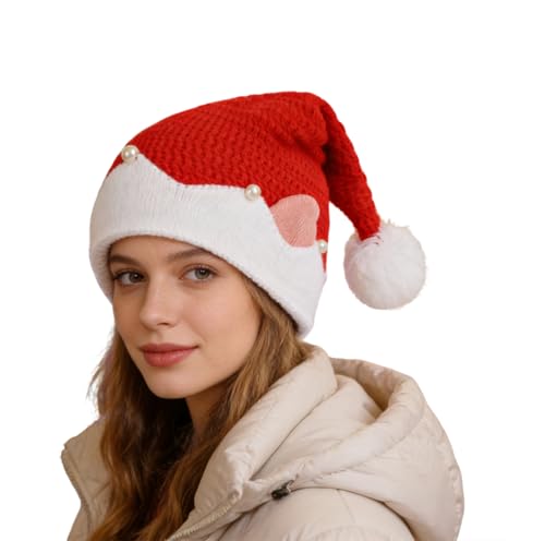 Bonnet d'hiver tricoté de haute qualité avec perles et finitions elfe