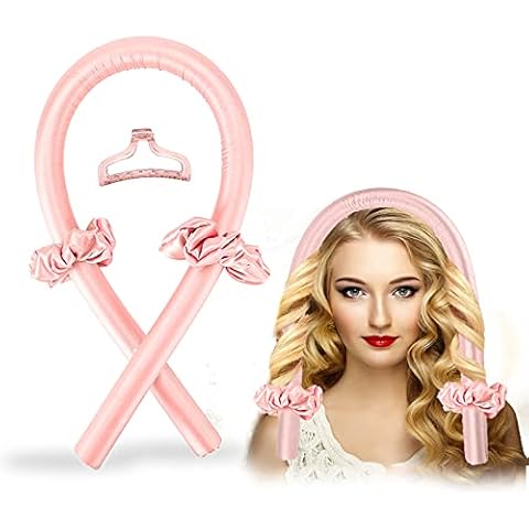 Heatless Curling Rod Headband, ZAHRVIA No Heat Silk Curls Headband Sleep In Overnight Soft Headband Wave Formers Hair Curlers DIY Hair Styling Tools for Long Medium Hair, Gift for women (Pink) Cover