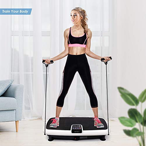 INTEY Vibration Plate Exercise Machine, 6 in 1 Multifunction Vibration Fitness Platform, Quiet Non Slip, 20 Speed Levels Equivalent to 99 Speed Levels